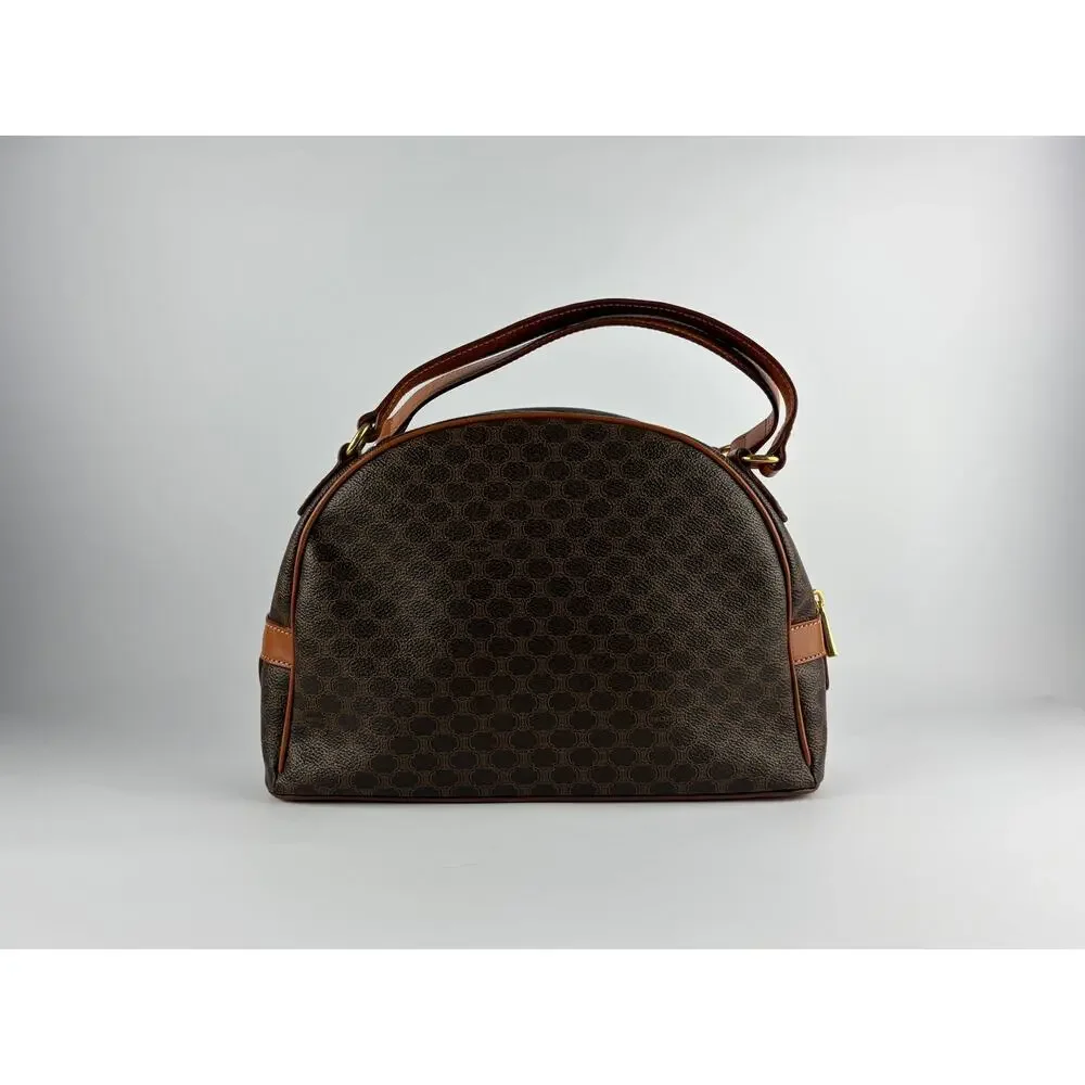 Celine Vintage Macadam Dome Satchel in Brown & Tan